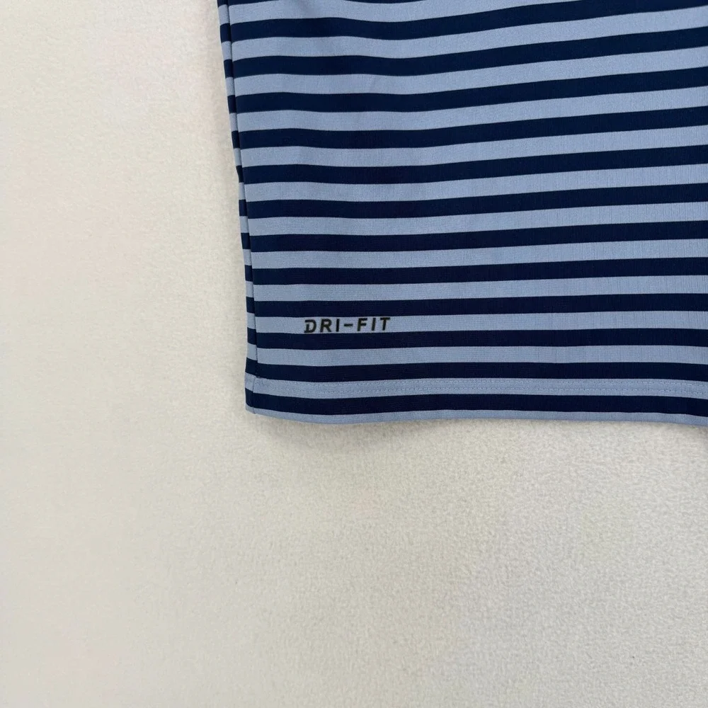 Nike Golf Men's Dri-FIT Striped Polo‎ Shirt M Navy Blue 891239-492 Swoosh Logo